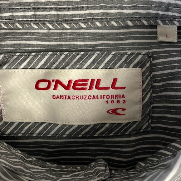 O’Neill Men’s Button Up Striped Shirt  Size L Gray and White - Picture 4 of 11